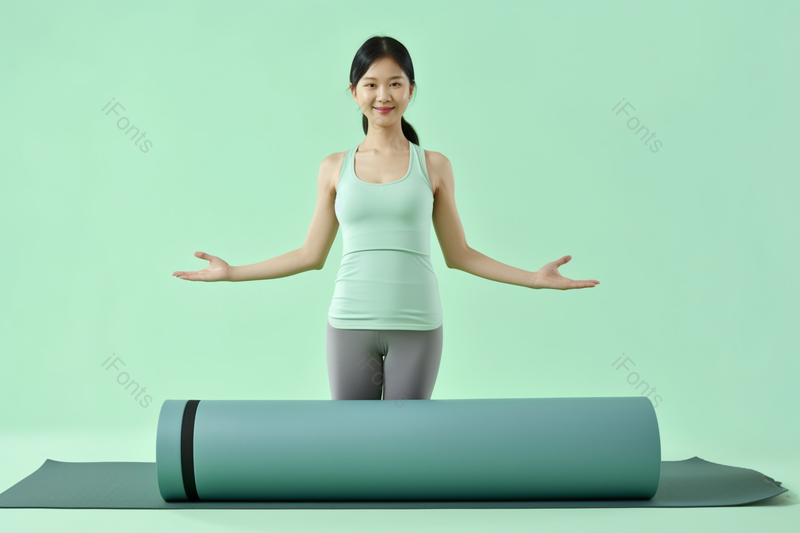 孕妇面前的瑜伽垫实拍图,高清,摄影图,摄影图片,图片大全,摄影图免费下载